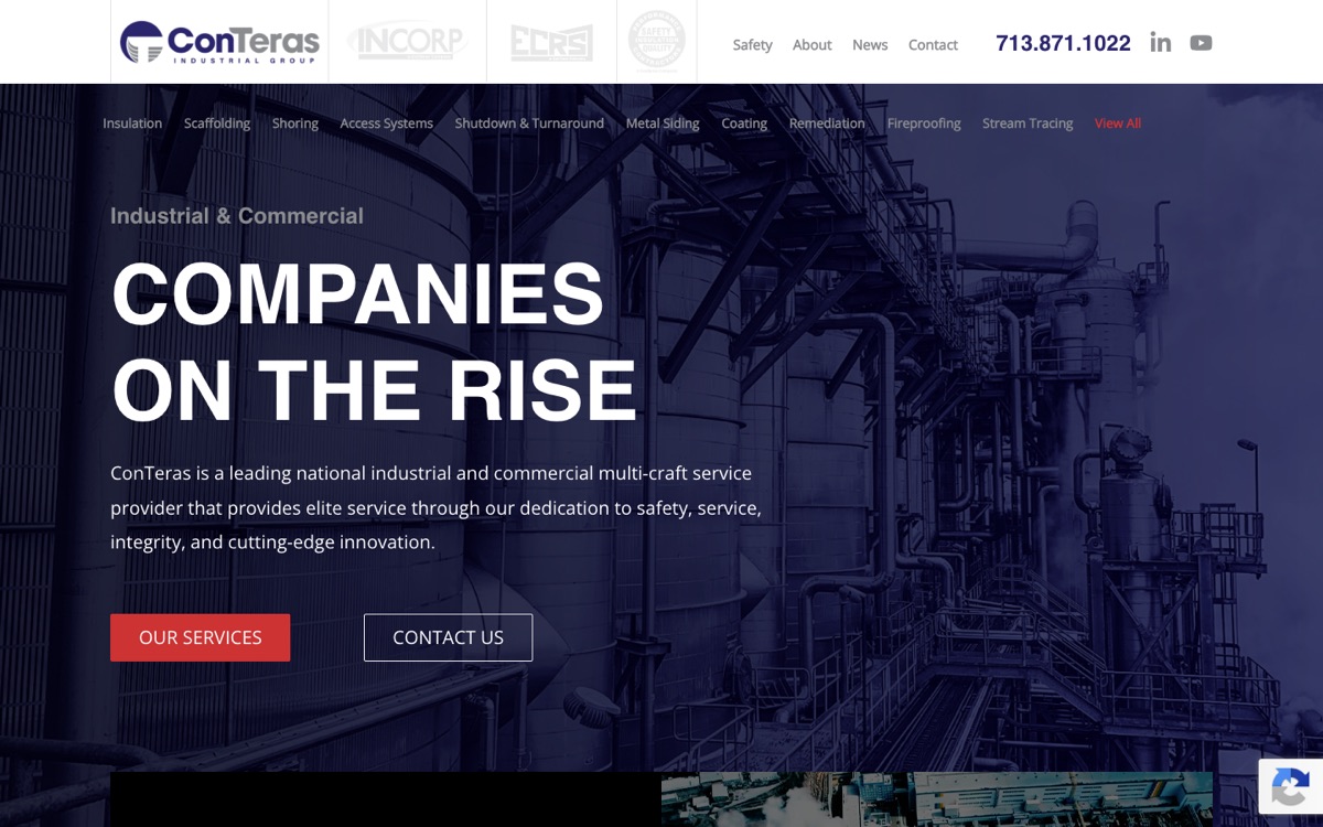 Homepage of the ConTeras Industrial Group website