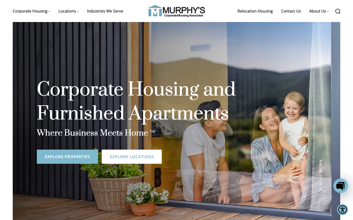 Homepage of the Murphy’s Corporate Housing Associates website