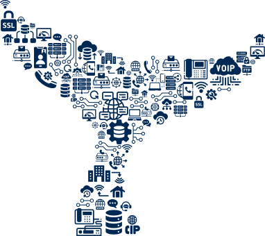 Chrysalis whale illustration made of connected technology symbols